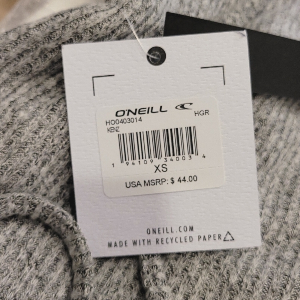 NWT O'Neill Kenz Ribbed Hoodie Heather Grey XS - Picture 3 of 4